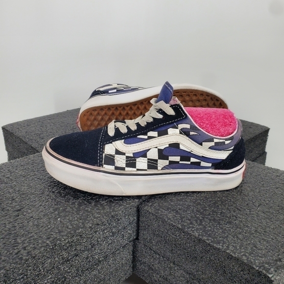 Vans Old Skool Checkerboard Blue Flame Shoes 5.5 Women 4 Men Sneakers - Picture 12 of 15